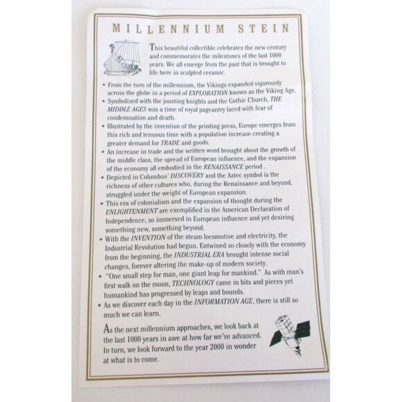 Avon 1999 LE Millennium Collectors Stein - 1000 Years of History - Man Cave Bar - Picture 11 of 12